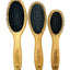 Pro-Finish™ Pin Brushes are constructed from light weight, natural bamboo that is more water resistant then wood products. The rounded metal tip pins medium spaced and prevent brush burn. These type of brushes work great for dogs with long coats or wire coats to smooth the hair, remove dirt and help with loose tangles. are easy to keep clean and stay more rigid; lift and removal dander and loose coat. All Sizes.
