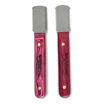 The Scott Wasserman 3-Way Knife Collection allow for versatile hand stripping techniques, coat rolling, and flatwork effectively reach difficult areas. Combo tools come either in Fine/Medium with Extra Fine tip or Fine/Coarse, with Extra Fine tip. Additionally, the knives come pre-dulled and feature a textured finish for a secure grip. The ergonomic wood handle is created to maximize comfort with a smooth finish wrapped around 3 sides. Right handed set.
