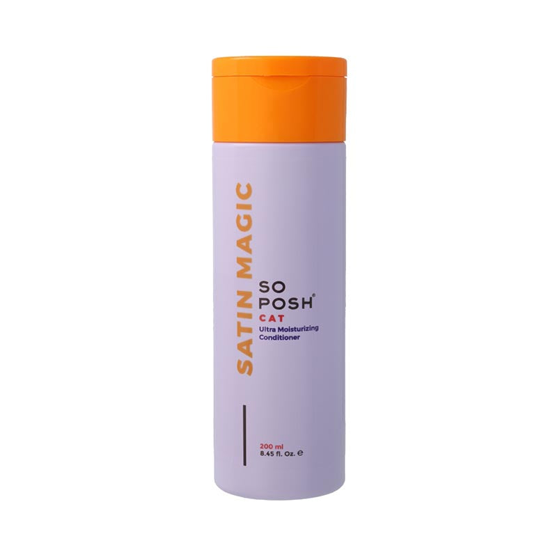 So Posh Satin Magic Conditioner for Cats is an anti static deep moisturizing formula enriched with Argan Oil, Keratin and Collagen to deeply nourish and moisturize any coat length. Each ingredient hydrates, strengthens and protects the coat while soothing the skin to support healthy growth and reduce breakage.