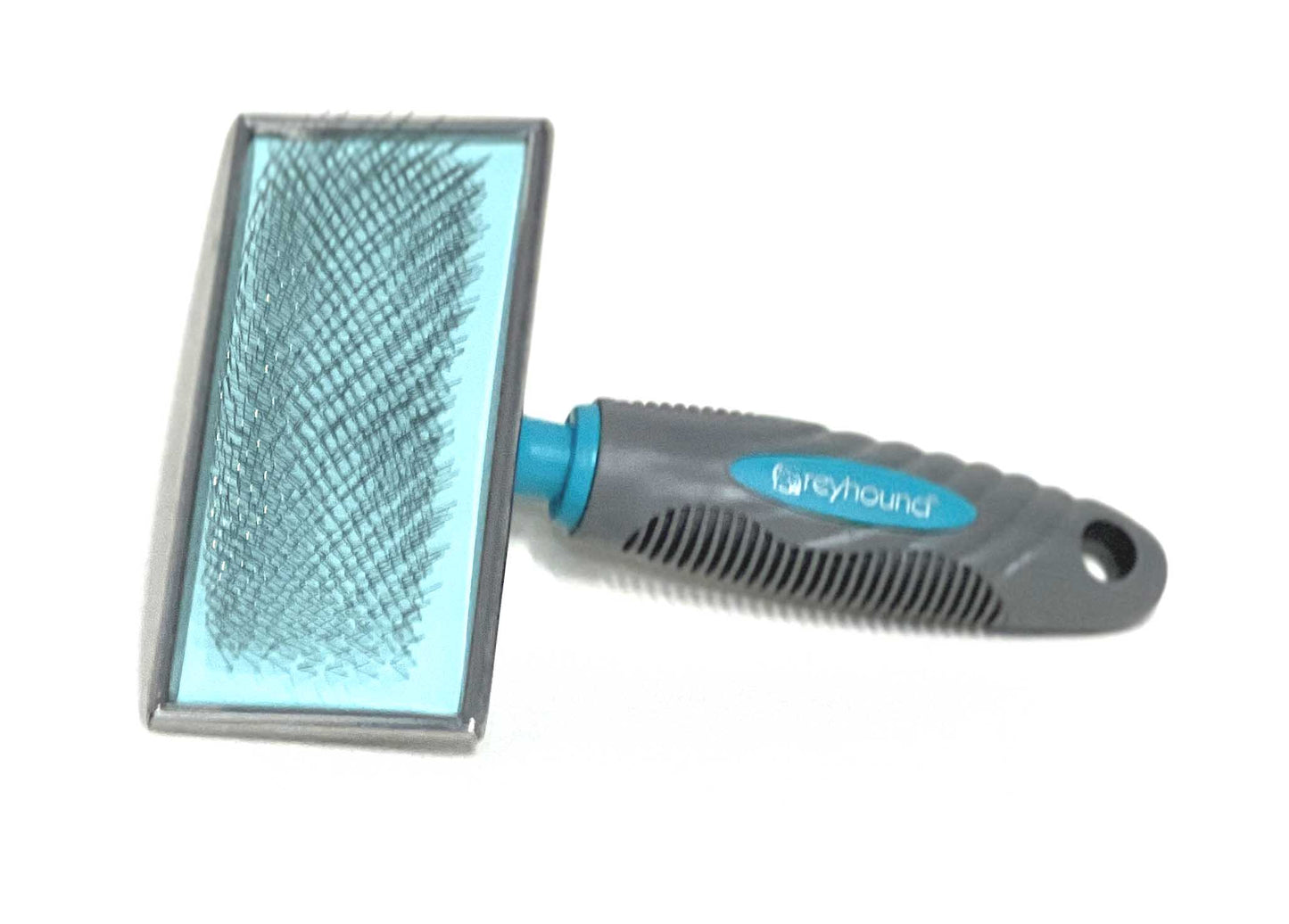 The Ashley Craig Professional Pet Grooming Slicker is designed to be softer with a floating pad to prevent brush burn. Stainless steel, bent pins are longer, measuring 15mm or 25mm to help easily remove dead coa