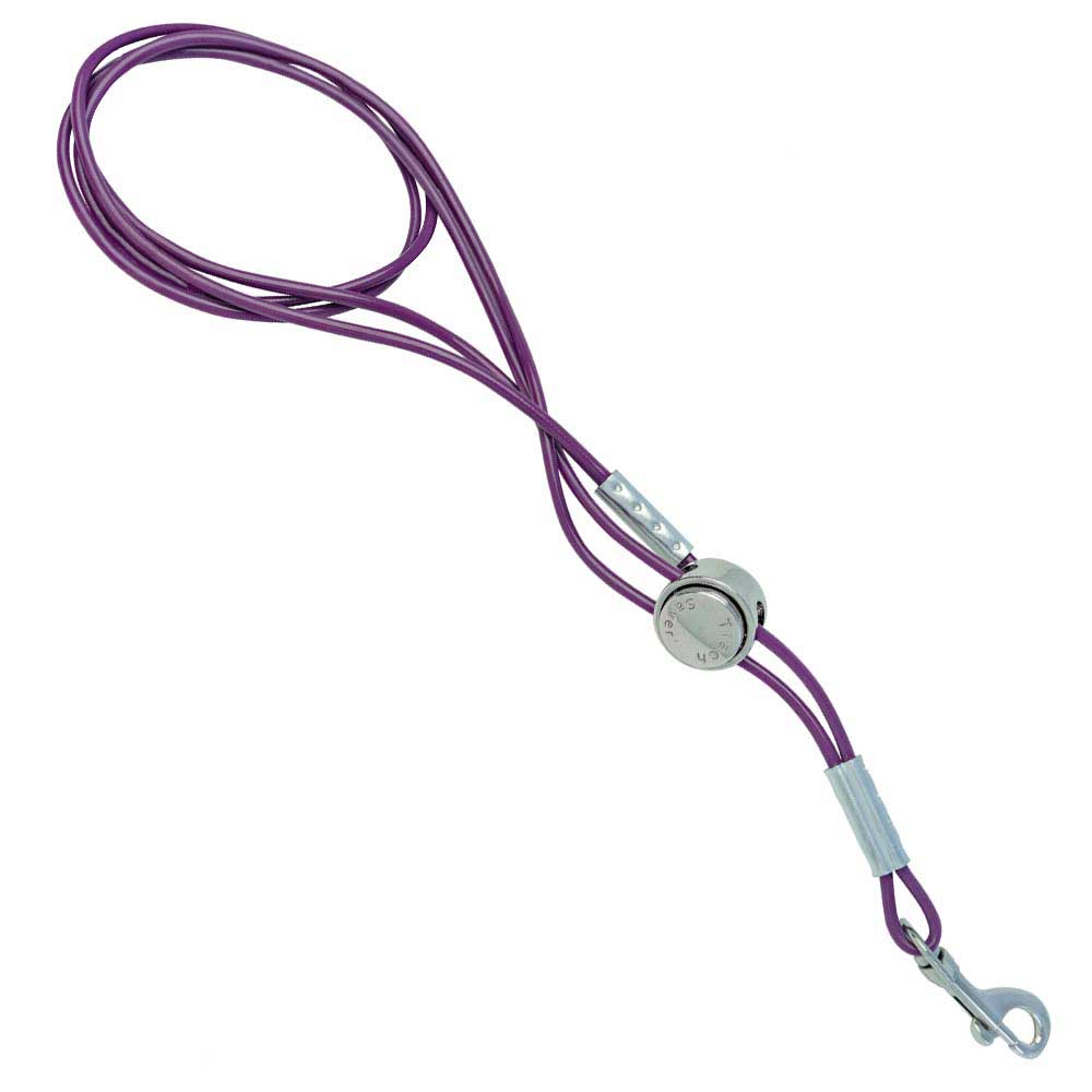 The Vinyl Trach Saver® professional pet grooming safety harness provides stabilizing support for small breed dogs and cats by looping around the front or back legs. The harness removes pressure from the neck to guards against choking, injury or trachea collapse. It also can provide comfort to pets with back issues. Purple.